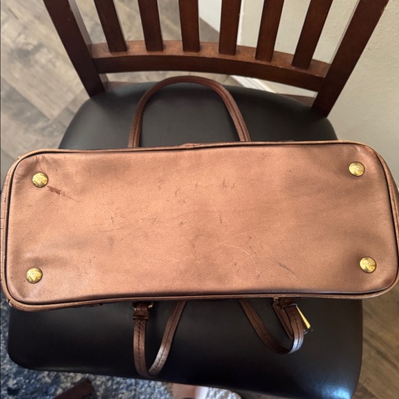 Coach Peyton Tote Satchel F24607 Metallic Bronze C Embossed Leather 2 Hang Tags - Picture 6 of 16